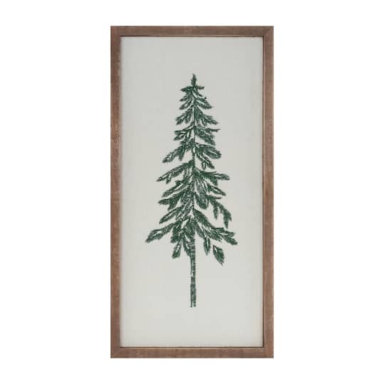 Melrose 18" x 9" Embroidered Pine Tree Wall Art Set